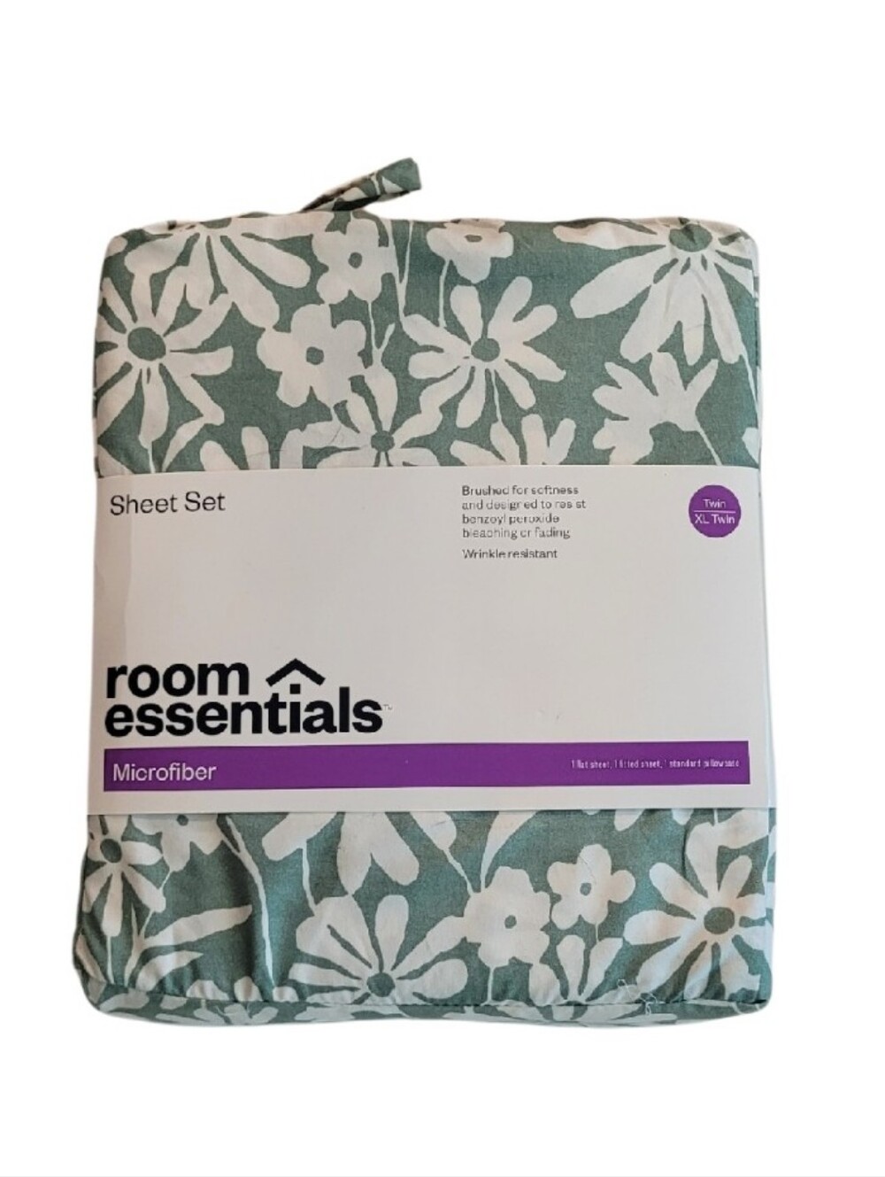 Room Essentials Floral Microfiber Bed Sheet Set - Sage & White Floral Pattern